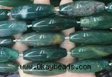 RIBS69 15 inches 14*40mm rice moss agate gemstone beads wholesale RIBS69 15 inches 14*40mm rice moss agate gemstone beads wholesale
