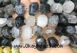 RUBS01 15 inches 12*16mm - 13*18mm faceted nuggets black rutilated quartz beads RUBS01 15 inches 12*16mm - 13*18mm faceted nuggets black rutilated quartz beads