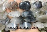 RUBS03 15 inches 18*25mm - 22*30mm faceted freeform black rutilated quartz beads RUBS03 15 inches 18*25mm - 22*30mm faceted freeform black rutilated quartz beads