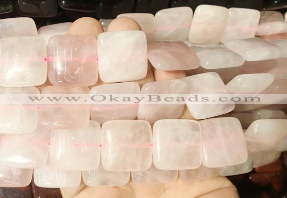 SRBS01 15 inches 20mm square rose quartz gemstone beads wholesale