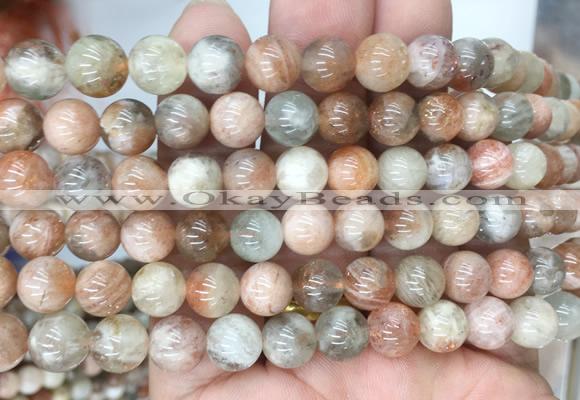 SSBS02 15 inches 8mm round sunstone beads wholesale