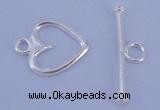 SSC28 5pcs 11*14mm heart 925 sterling silver toggle clasps