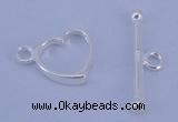 SSC30 5pcs 10*13.5mm heart 925 sterling silver toggle clasps