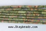 TBBS33 15 inches 4*13mm tube unakite gemstone beads