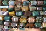 TBBS49 15 inches 12*16mm faceted tube ocean agate beads wholesale