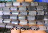 TBBS79 15 inches 8*12mm faceted tube cloudy quartz gemstone beads