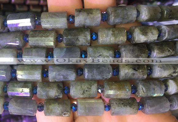 TBBS80 15 inches 8*12mm faceted tube labradorite gemstone beads