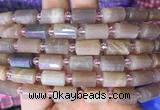 TBBS83 15 inches 8*12mm faceted tube moonstone gemstone beads