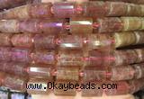 TBBS88 15 inches 10*14mm faceted tube strawberry quartz gemstone beads