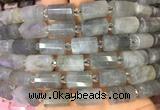 TBBS89 15 inches 10*14mm faceted tube cloudy quartz gemstone beads