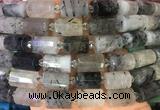 TBBS90 15 inches 10*14mm faceted tube black rutilated quartz gemstone beads