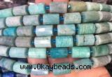 TBBS93 15 inches 10*14mm faceted tube amazonite gemstone beads