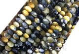 TEBS09 15 inches 6*10mm faceted rondelle golden & blue tiger eye beads