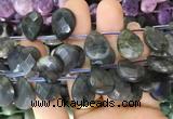 TRBS101 Top drilled 13*18mm faceted flat teardrop Labradorite beads wholesale  TRBS101 Top drilled 13*18mm faceted flat teardrop Labradorite beads wholesale