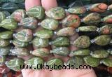 TRBS40 15 inches 13*18mm flat teardrop unakite gemstone beads wholesale