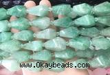 TRBS57 15 inches 11*22mm - 12*25mm faceted teardrop green strawberry quartz beads