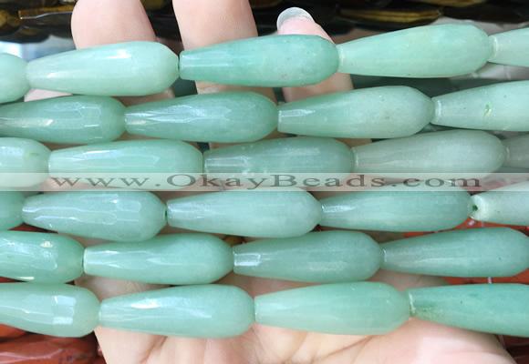 TRBS71 15 inches 10*30mm faceted teardrop green aventurine beads wholesale