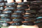 TRBS73 15 inches 10*30mm faceted teardrop black obsidian beads wholesale