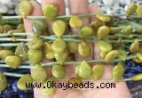 TRBS88 Top drilled 10*14mm flat teardrop green opal gemstone beads