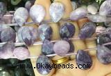 TRBS98 Top drilled 13*18mm faceted flat teardrop purple Lepidolite beads wholesale  TRBS98 Top drilled 13*18mm faceted flat teardrop purple Lepidolite beads wholesale