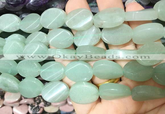 TWBS27 15 inches 13*18mm twist oval green aventurine beads wholesale