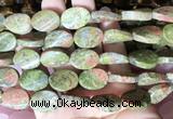 TWBS28 15 inches 13*18mm twist oval unakite beads wholesale