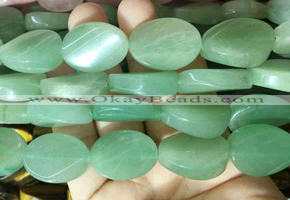 TWBS40 15 inches 18*25mm twist oval green aventurine beads wholesale