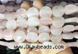 TWBS50 15 inches 16mm twist coin rose quartz beads wholesale