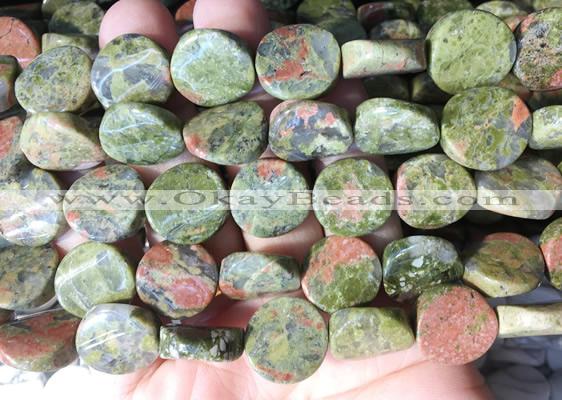 TWBS66 15 inches 16mm twist coin unakite beads wholesale