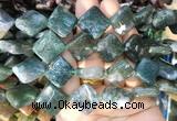 TWBS84 15 inches 16mm twist diamond moss agate beads wholesale