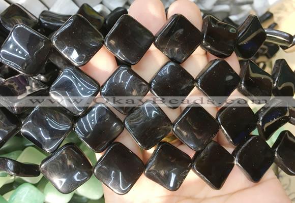 TWBS90 15 inches 16mm twist diamond black obsidian beads wholesale